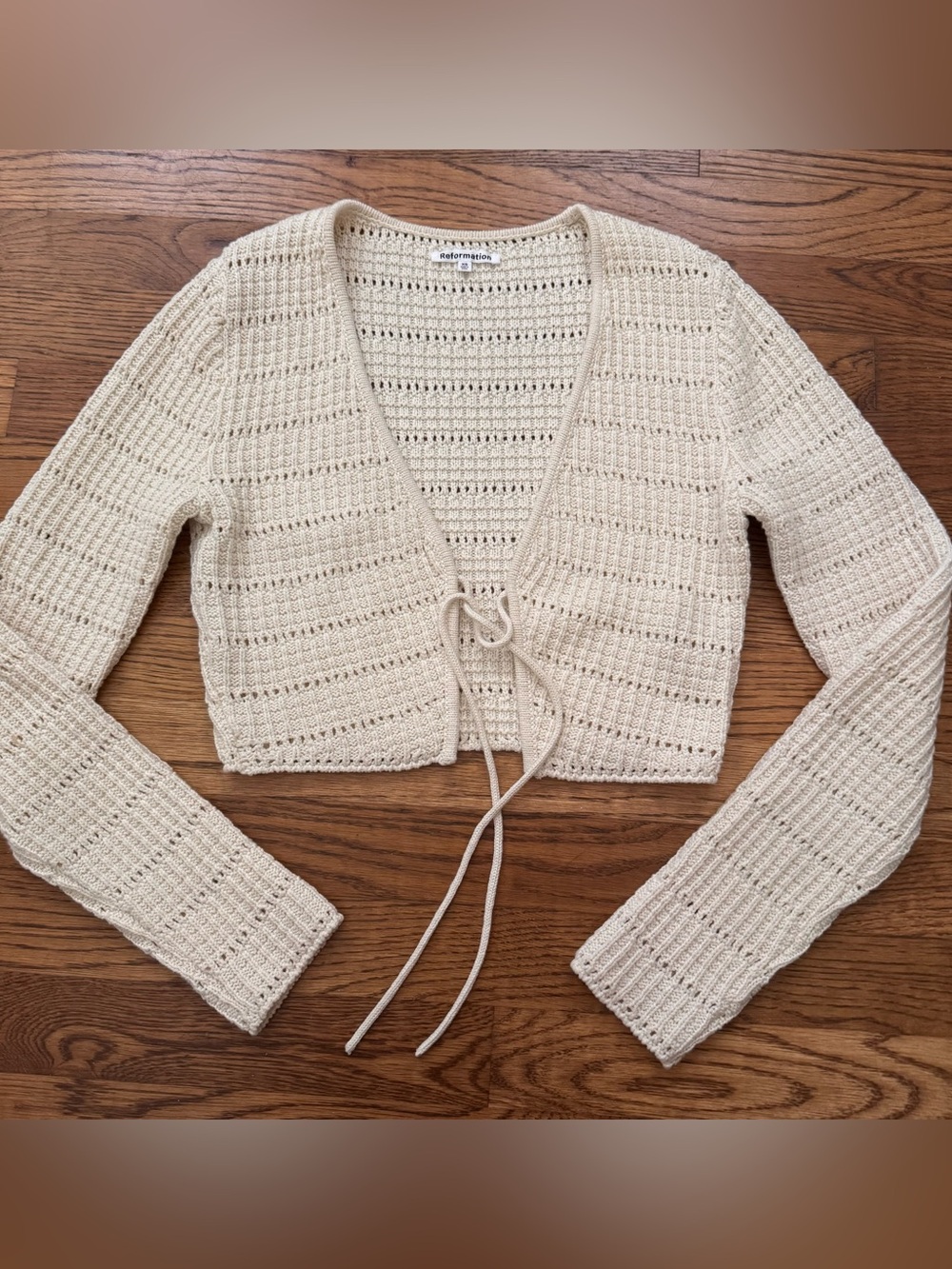 Reformation Crochet Tie-Front Cropped Cardigan